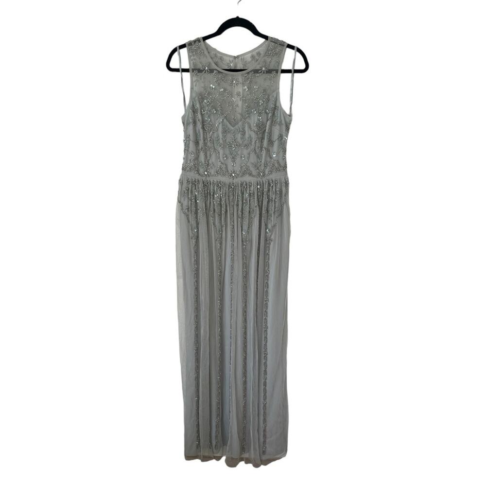 BHLDN Eliza Beaded Dress size blue gray sleeveless‎ - Picture 7 of 10